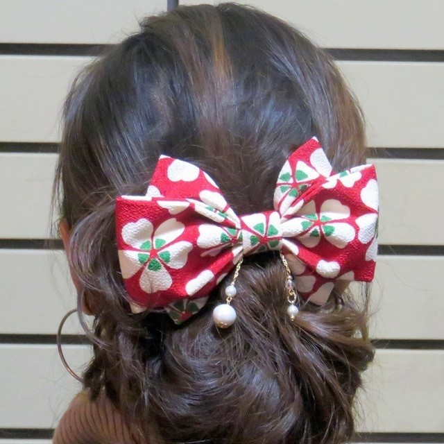 髪飾り 中リボン コットンパール縮緬 桜柄 袴 着物 成人式 卒業式 七五三 Iichi ハンドメイド クラフト作品 手仕事品の通販