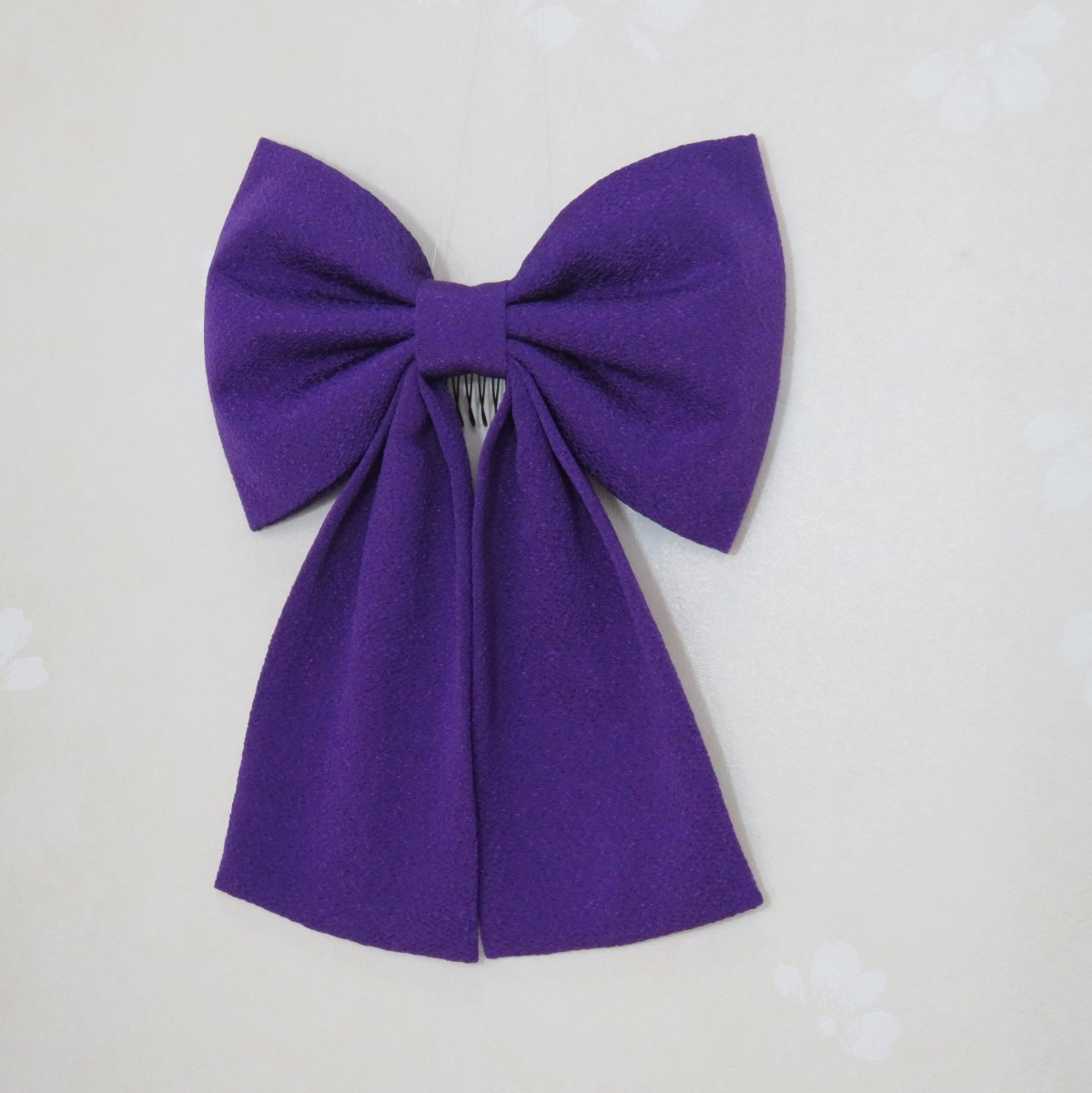 髪飾り 縮緬大リボンはいからさん 紫色 袴 着物 成人式 卒業式 七五三 Iichi ハンドメイド クラフト作品 手仕事品の通販