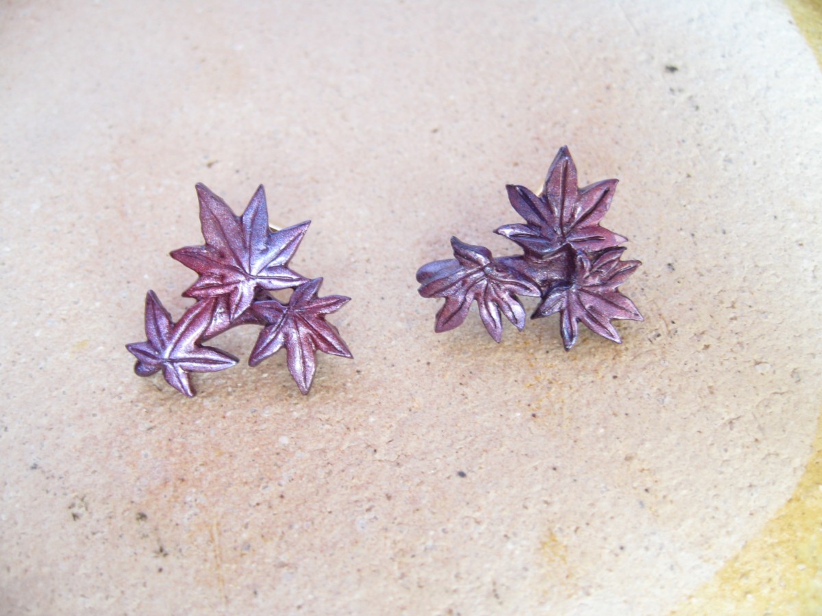 紫青 枝もみじ ピアス Iichi ハンドメイド クラフト作品 手仕事品の通販