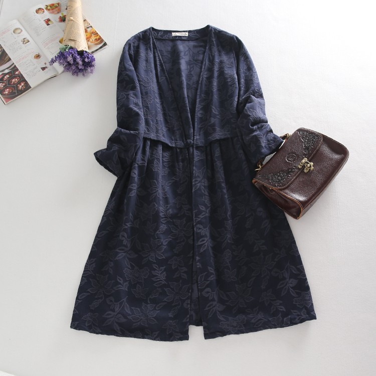 F136 再販 ジャガード織り生地 花柄模様 カシュクールワンピース 厚手 綿麻 ワンピース Iichi ハンドメイド クラフト作品 手仕事品の通販