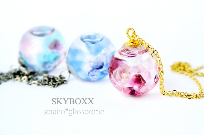 黄昏 そらいろガラスドーム ネックレス Iichi ハンドメイド クラフト作品 手仕事品の通販