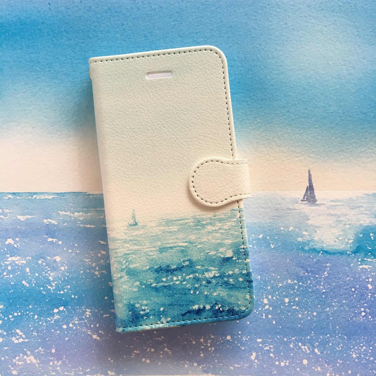 海に浮かぶヨット スマホケース 手帳型 【受注生産】アンドロイド iPhone | iichi ハンドメイド・クラフト作品・手仕事品の通販