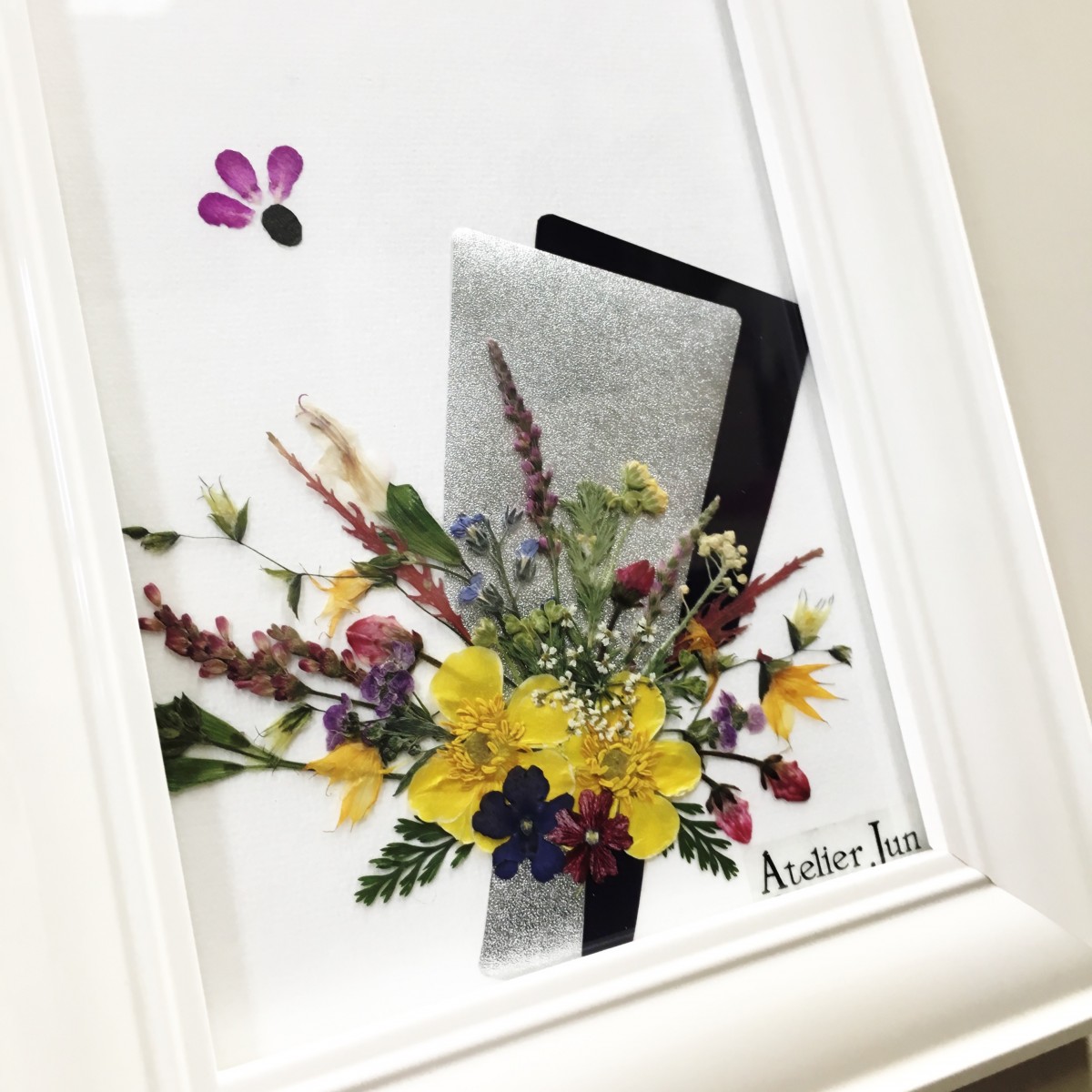 押し花羽子板 ハガキサイズ 額付き 文字入れ可 Iichi ハンドメイド クラフト作品 手仕事品の通販