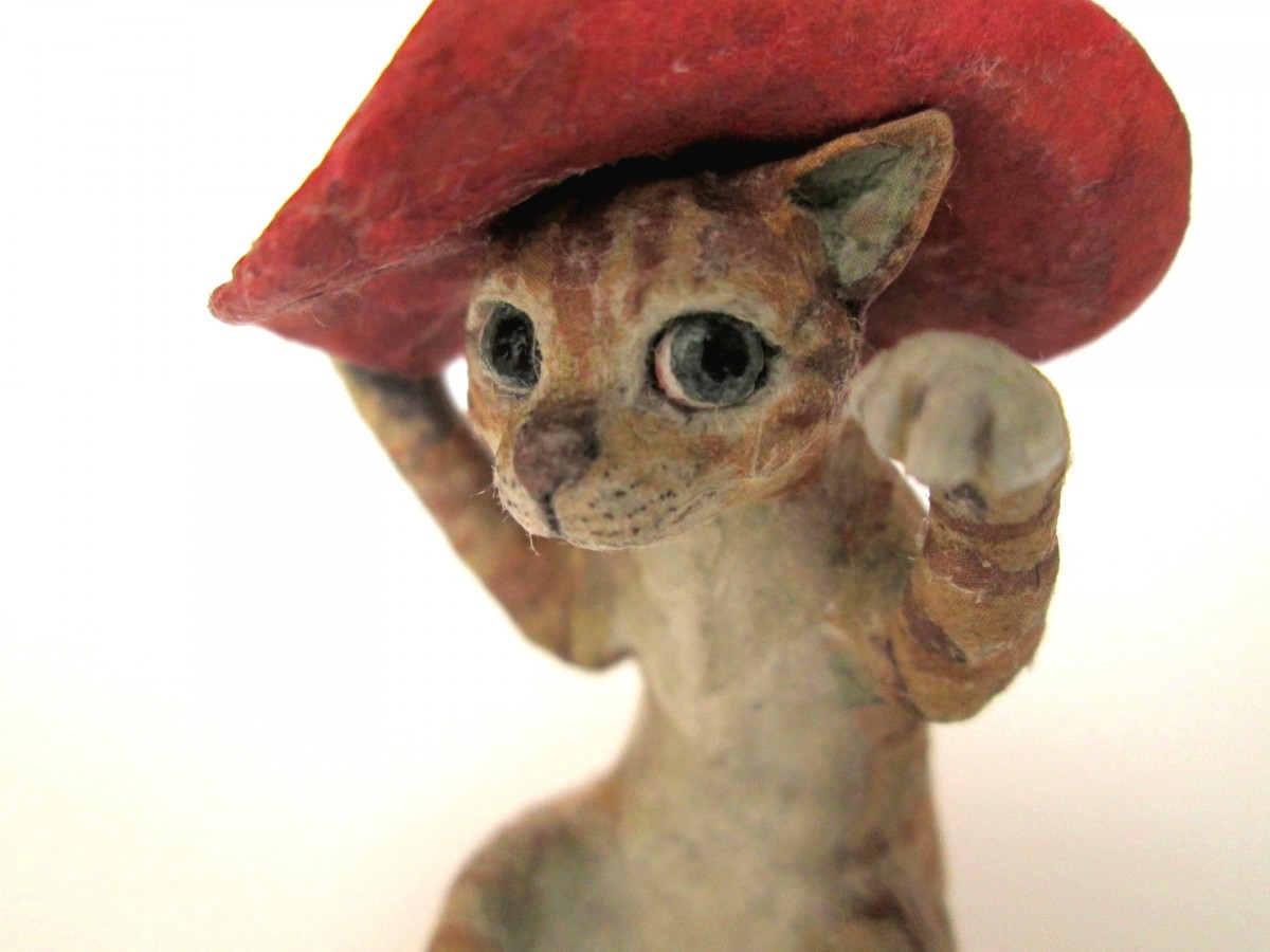 紙のいきもの 長靴をはいてない猫 ミニチュア Iichi ハンドメイド クラフト作品 手仕事品の通販