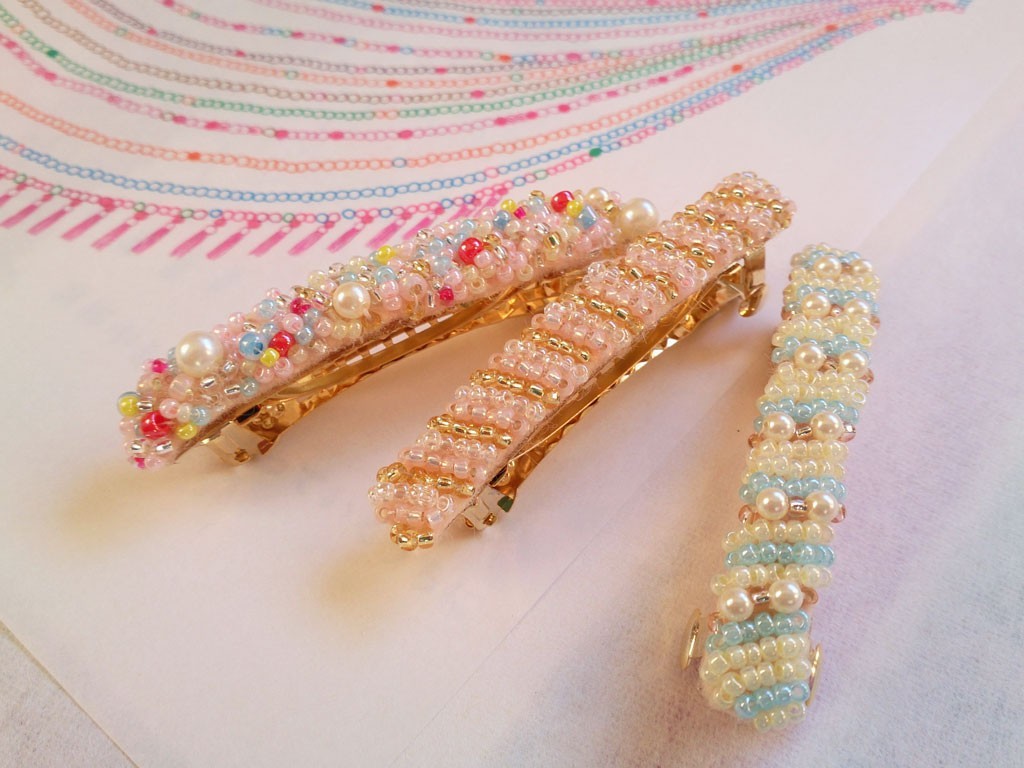 髪飾り ビーズ刺繍バレッタ Ice Candy Iichi ハンドメイド クラフト作品 手仕事品の通販