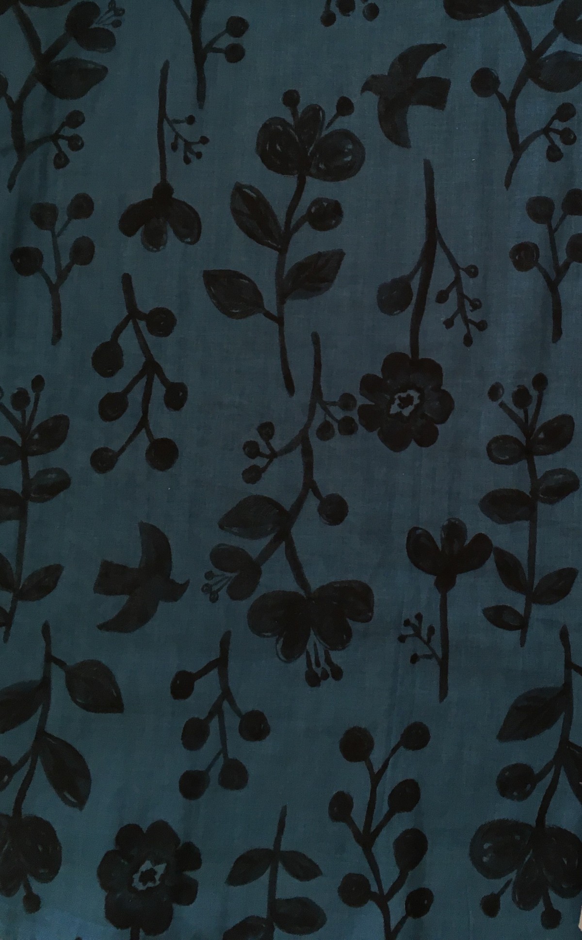 花と鳥 ダブルガーゼのワンピース ダークネイビー Iichi ハンドメイド クラフト作品 手仕事品の通販