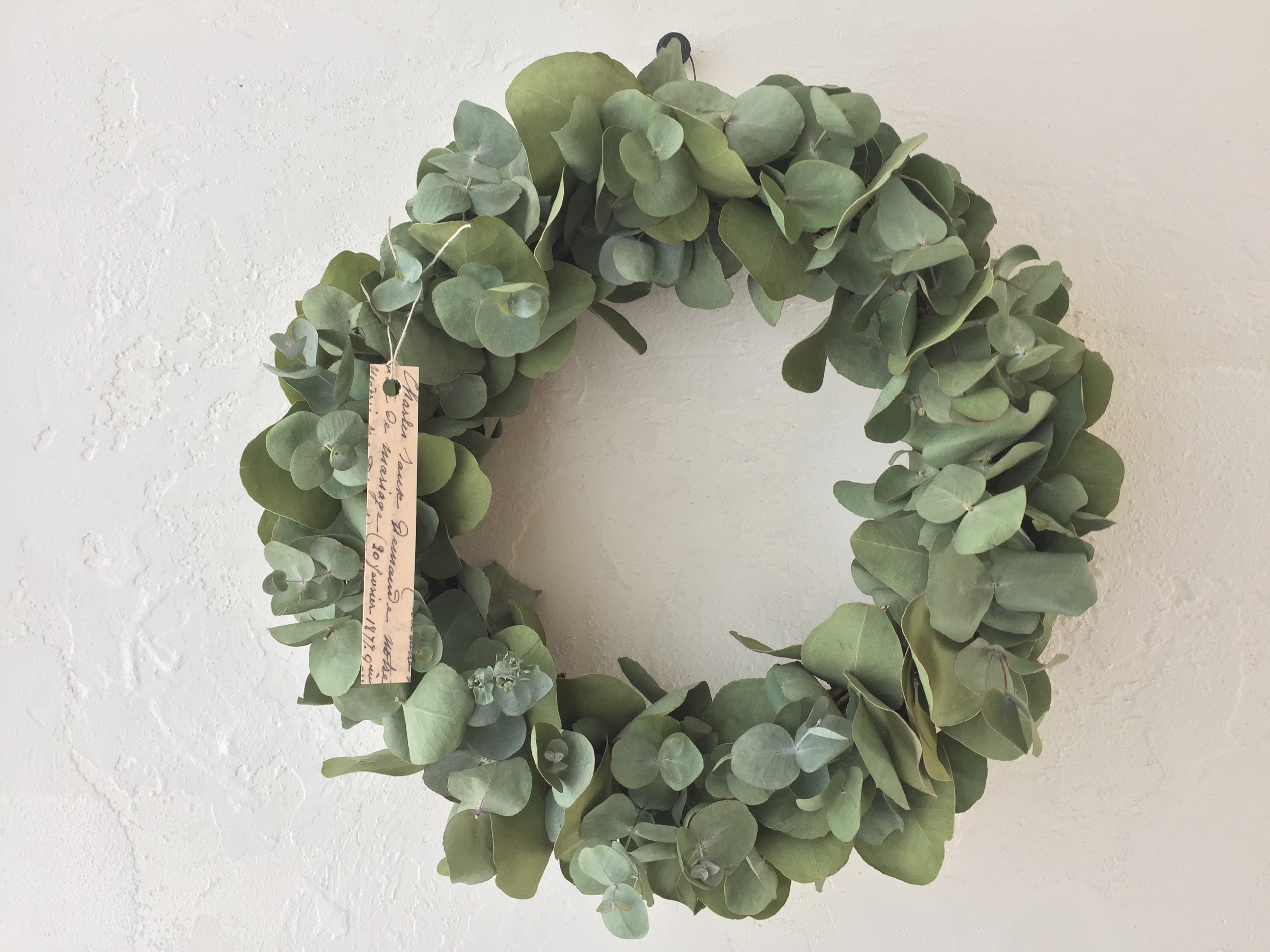 ユーカリのシンプルリース25 タグを添えて Iichi ハンドメイド クラフト作品 手仕事品の通販