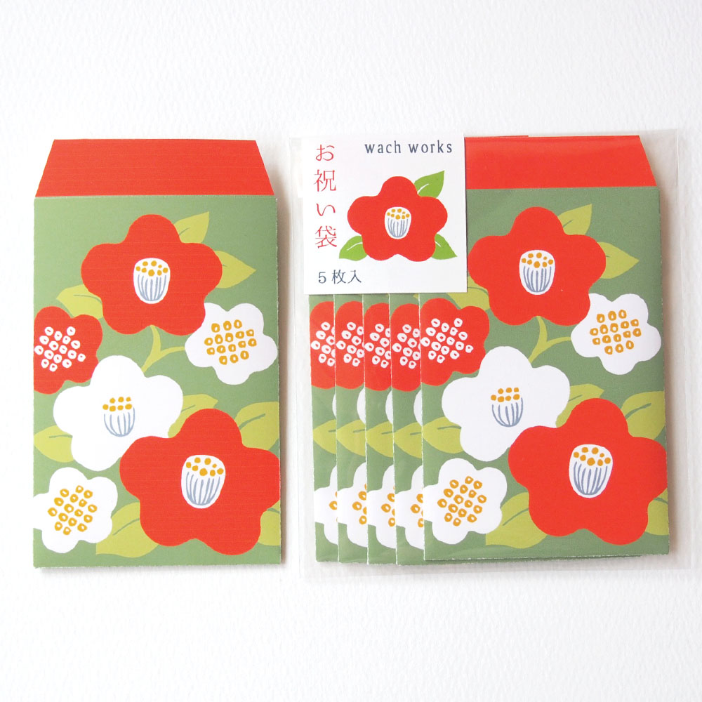 和な雰囲気の椿ぽち袋 Iichi ハンドメイド クラフト作品 手仕事品の通販
