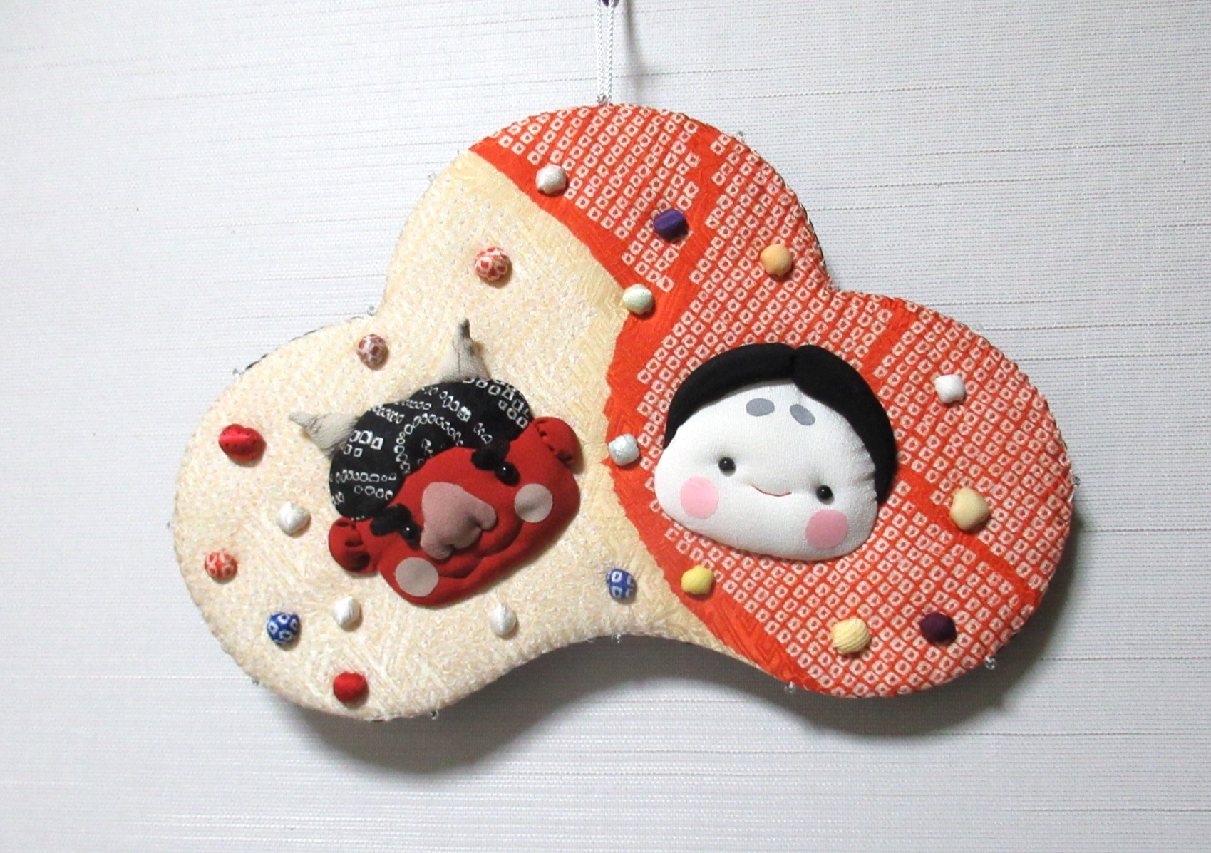 節分 鬼とおかめ 壁飾り ちりめん細工 2月 豆まき おに Iichi ハンドメイド クラフト作品 手仕事品の通販