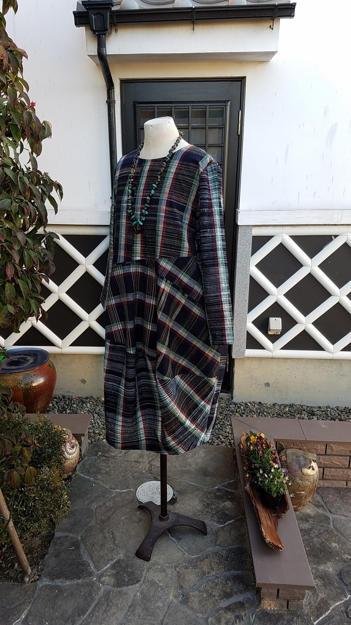 着物リメイク 手作り 反物から バルーン ワンピース Iichi ハンドメイド クラフト作品 手仕事品の通販