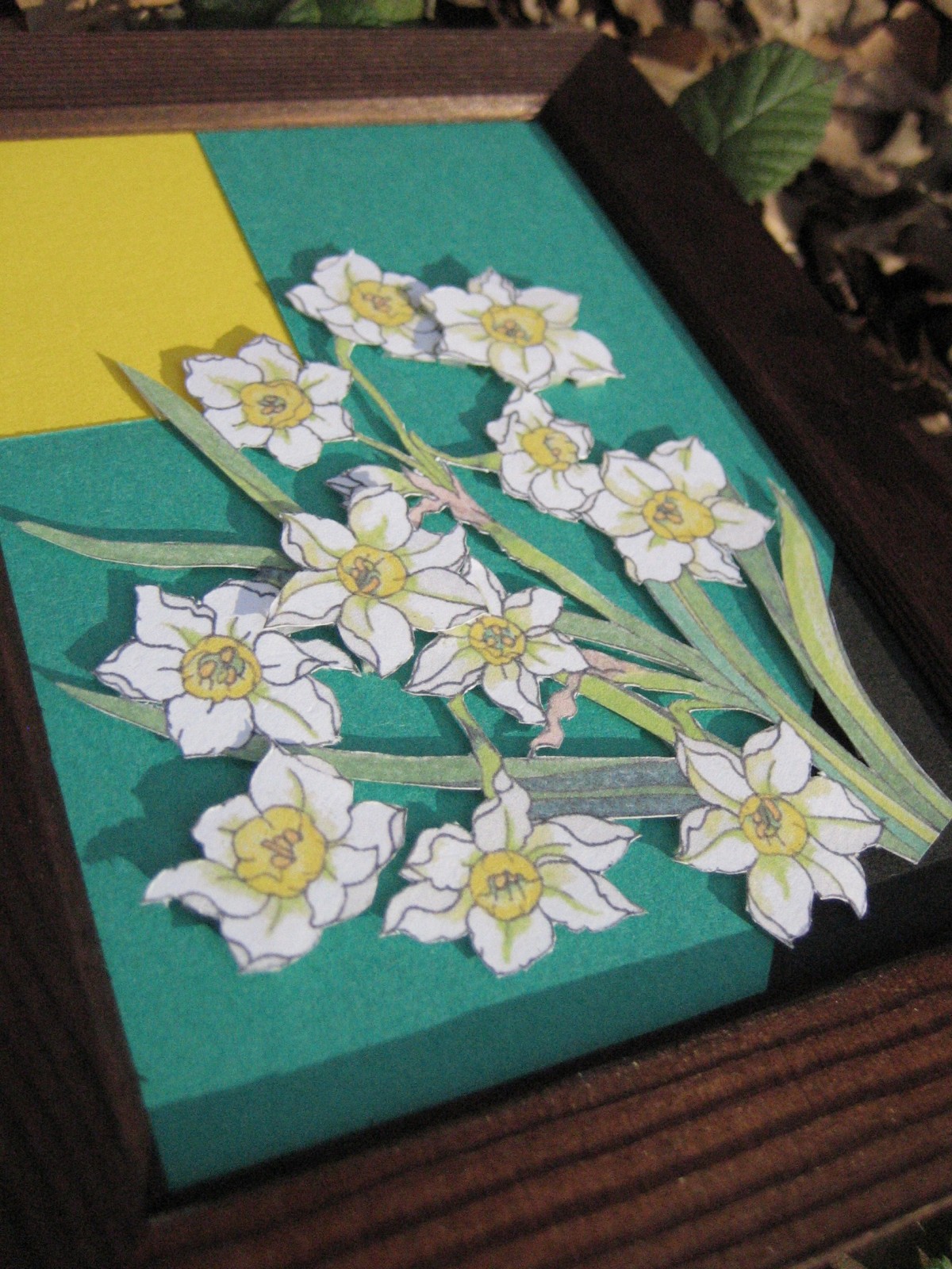 フリーメッセージカード ｌ額縁入り 水仙 黄緑黒 Iichi ハンドメイド クラフト作品 手仕事品の通販