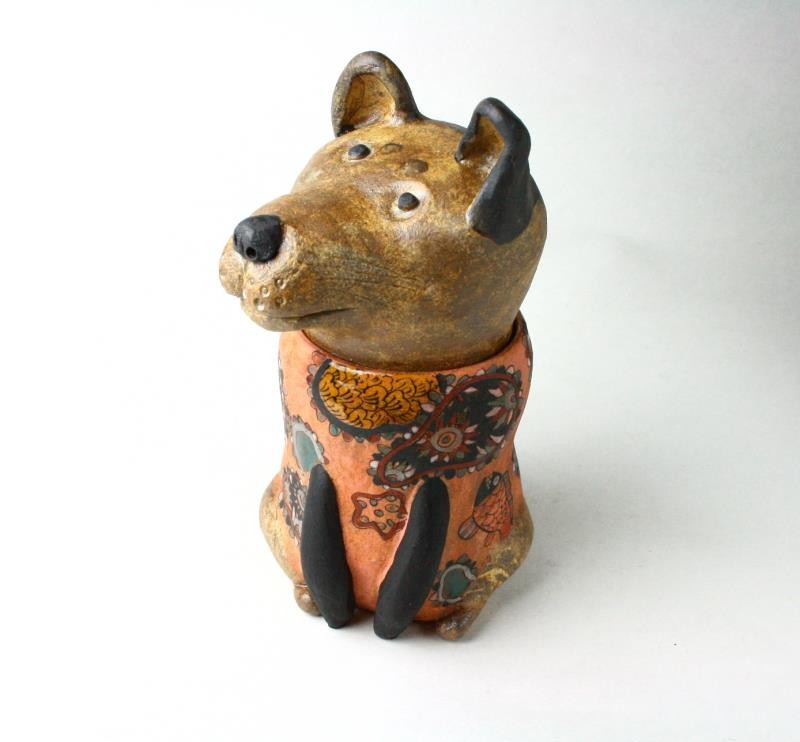 日本の犬の陶箱 陶芸作品 犬箱 犬陶器 Contemporary Ceramic Art 犬アート Iichi ハンドメイド クラフト作品 手仕事品の通販