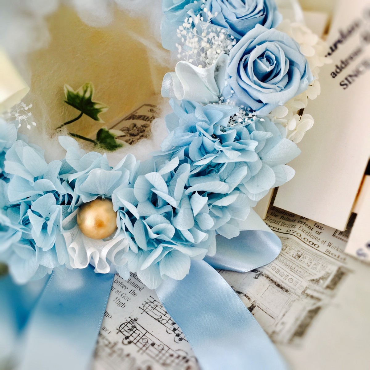 空色ウエディングリース Iichi ハンドメイド クラフト作品 手仕事品の通販