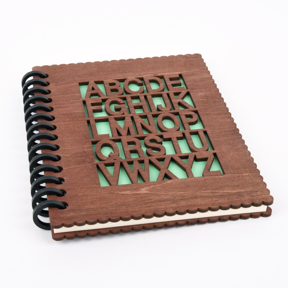 木のノートブックa アルファベット 木製ルーズリーフ Iichi ハンドメイド クラフト作品 手仕事品の通販