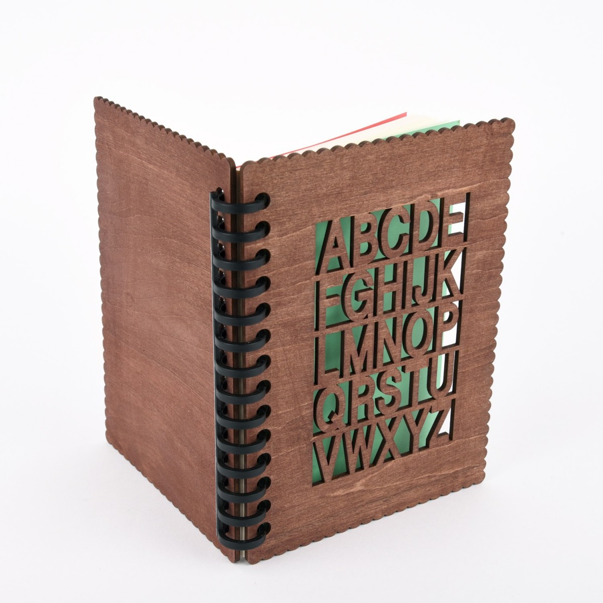 木のノートブックa アルファベット 木製ルーズリーフ Iichi ハンドメイド クラフト作品 手仕事品の通販