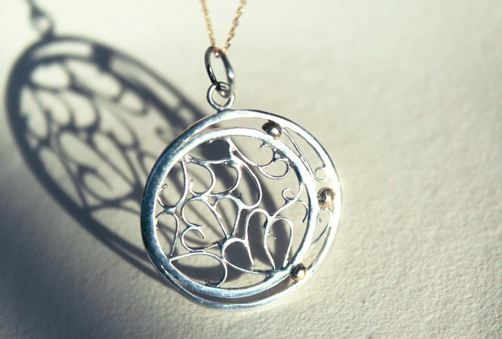 Moon ネックレス 銀線粒金細工 Silver K10 Iichi ハンドメイド クラフト作品 手仕事品の通販