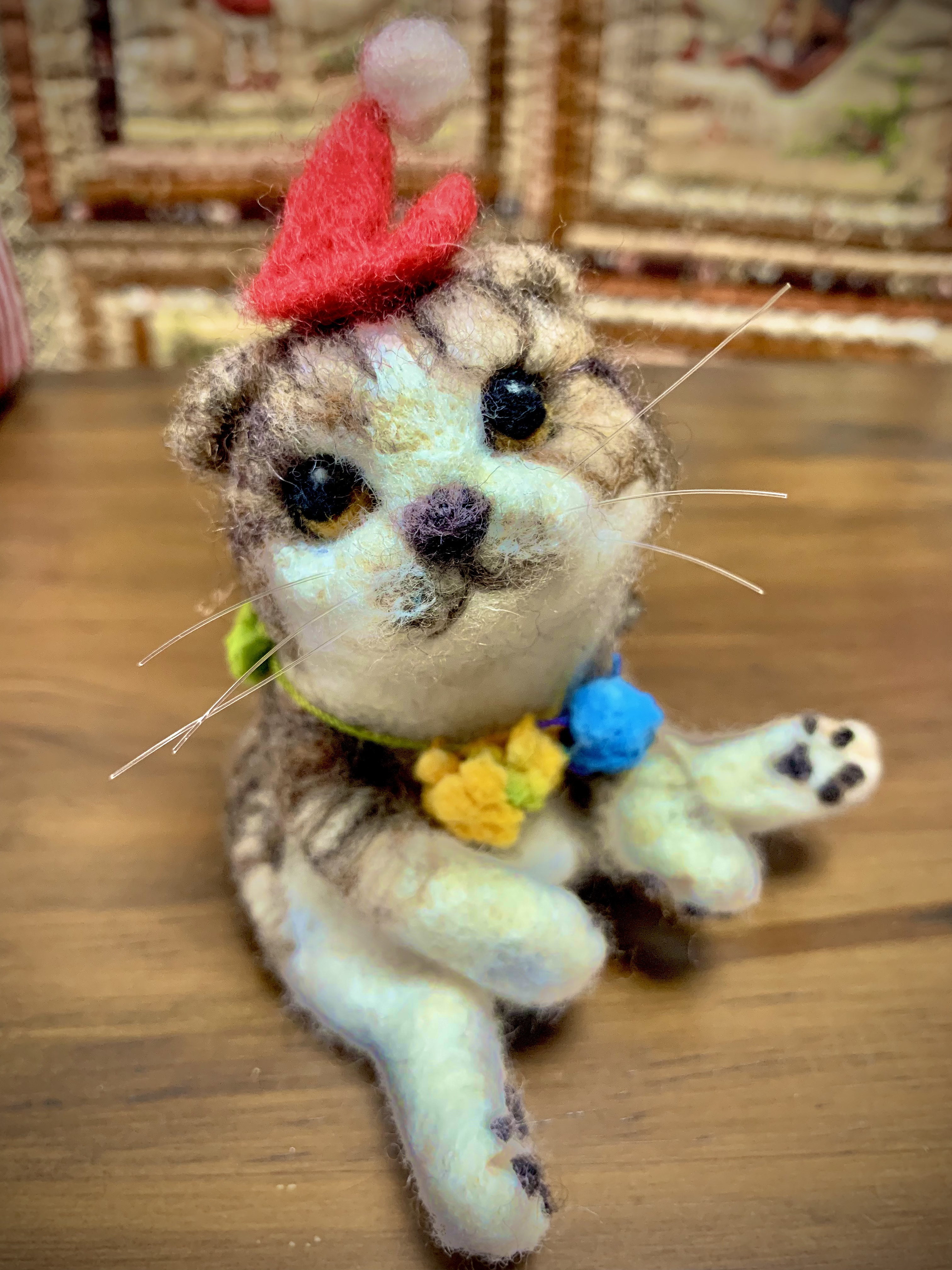 羊毛フェルト 猫 ちゃん ブローチ - ぬいぐるみ/人形