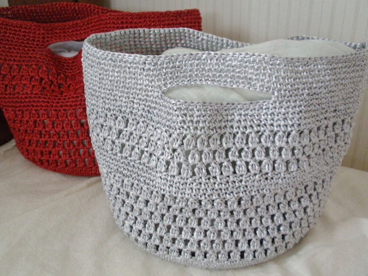玉編みが可愛いかごバッグ トート シルバー Iichi ハンドメイド クラフト作品 手仕事品の通販
