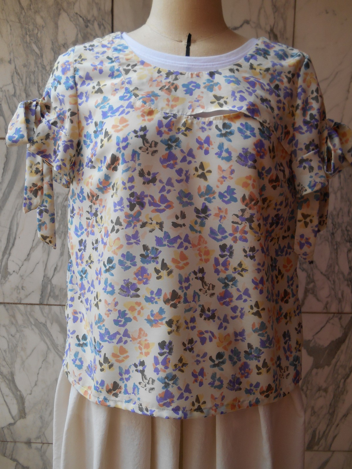 花柄フロント切替袖リボンブラウス Iichi ハンドメイド クラフト作品 手仕事品の通販