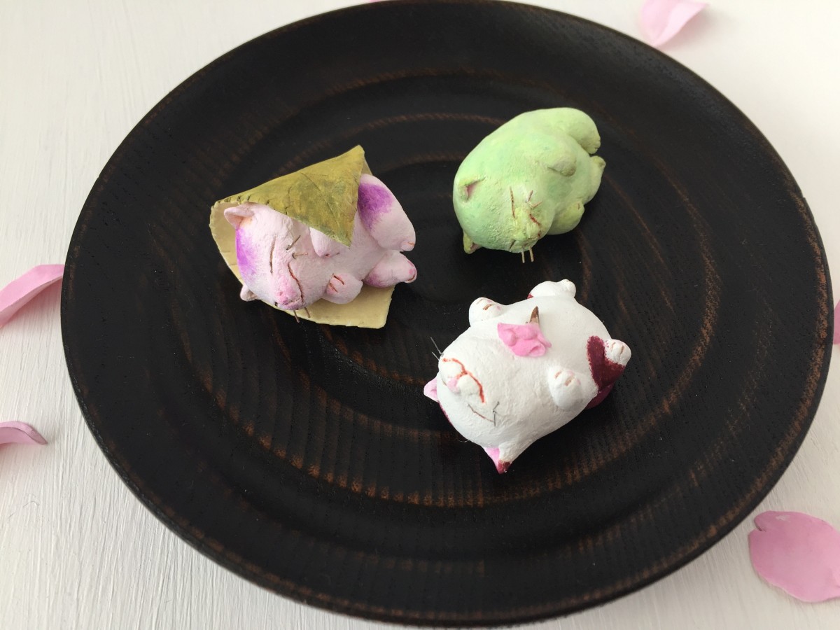 春の和菓子な猫さん Iichi ハンドメイド クラフト作品 手仕事品の通販