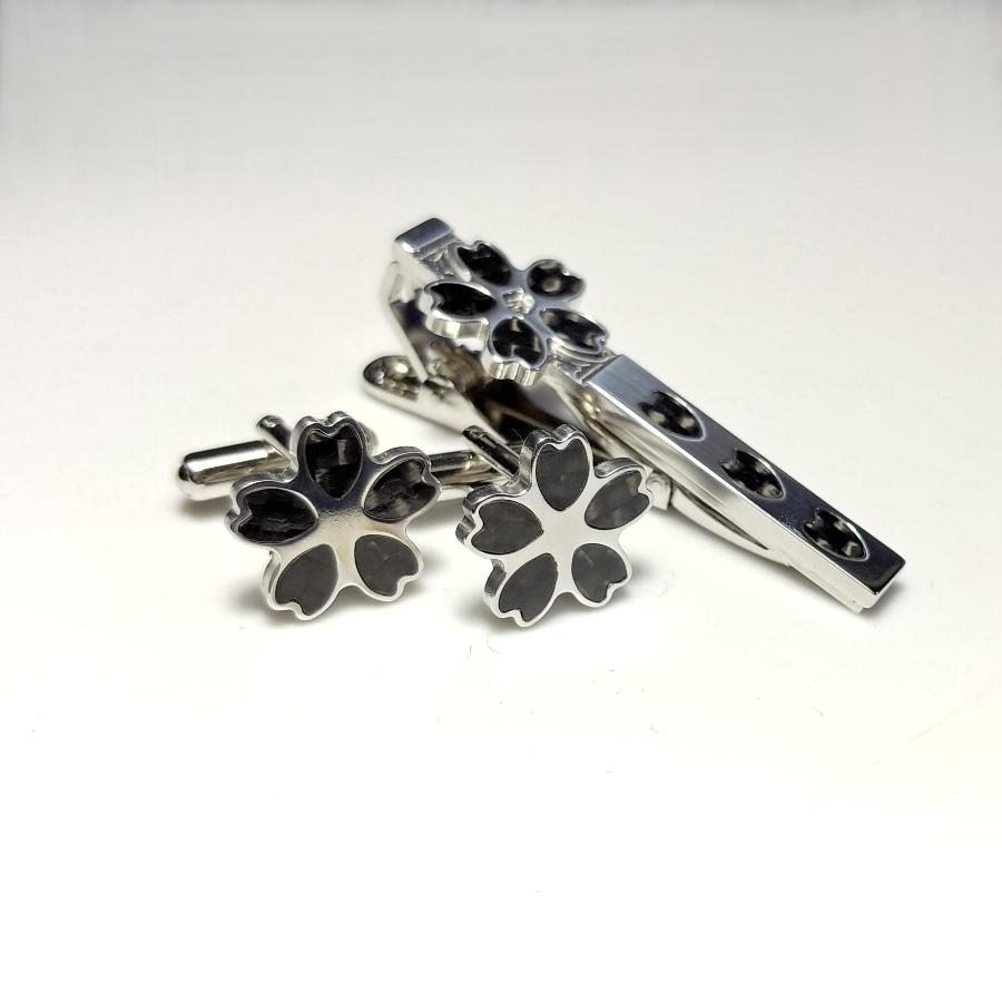 桜ネクタイピン カフスセット ビジネス カジュアル プレゼントにも Iichi ハンドメイド クラフト作品 手仕事品の通販