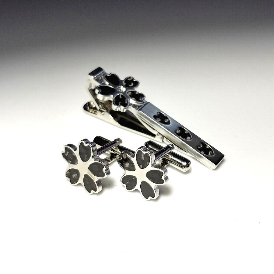 桜ネクタイピン カフスセット ビジネス カジュアル プレゼントにも Iichi ハンドメイド クラフト作品 手仕事品の通販