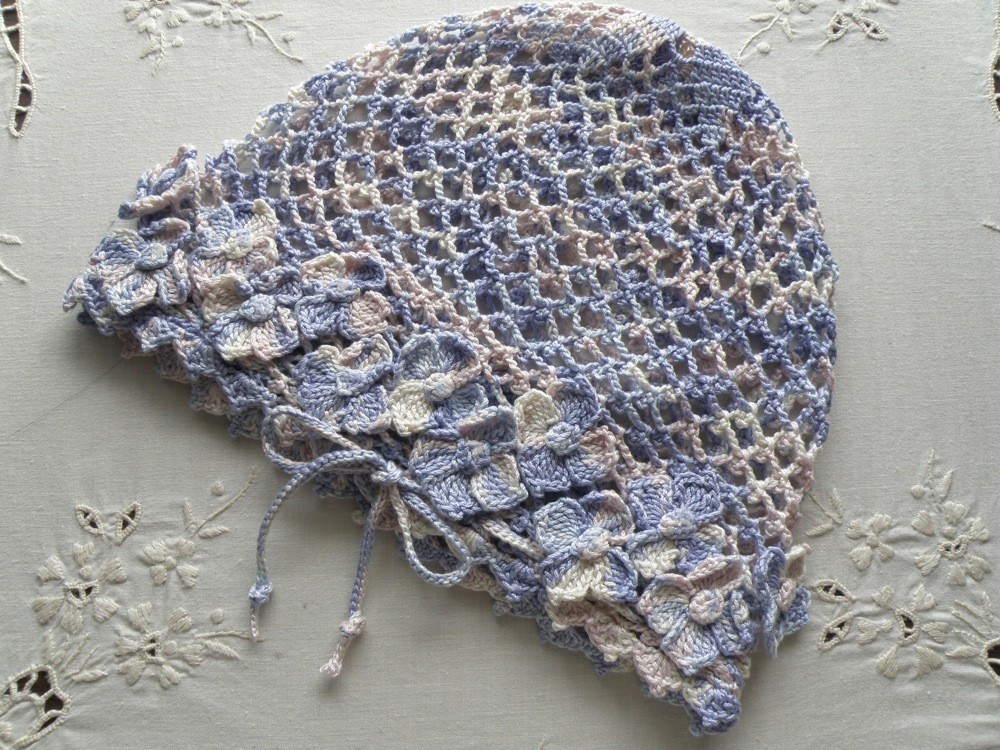 コットンかぎ針編み帽子 薄紫ミックス Iichi ハンドメイド クラフト