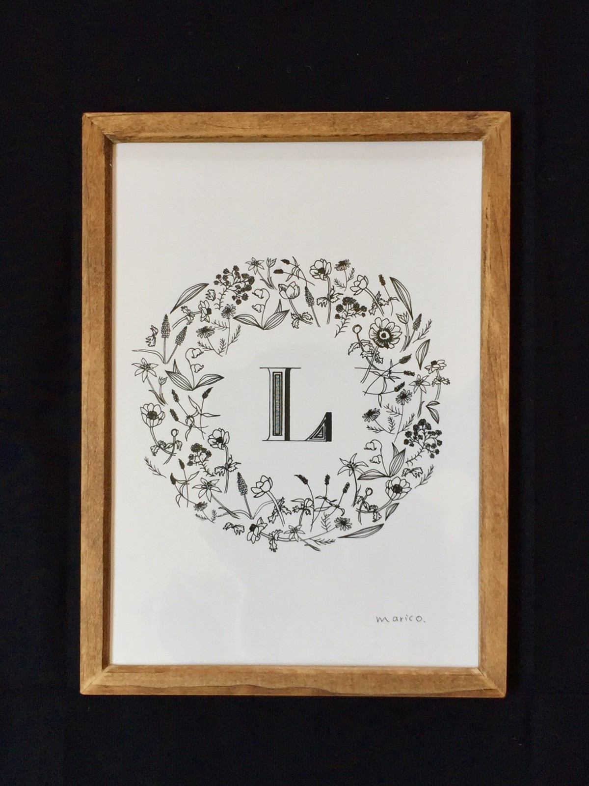 ボタニカルイニシャルポスターwhite Iichi ハンドメイド クラフト作品 手仕事品の通販