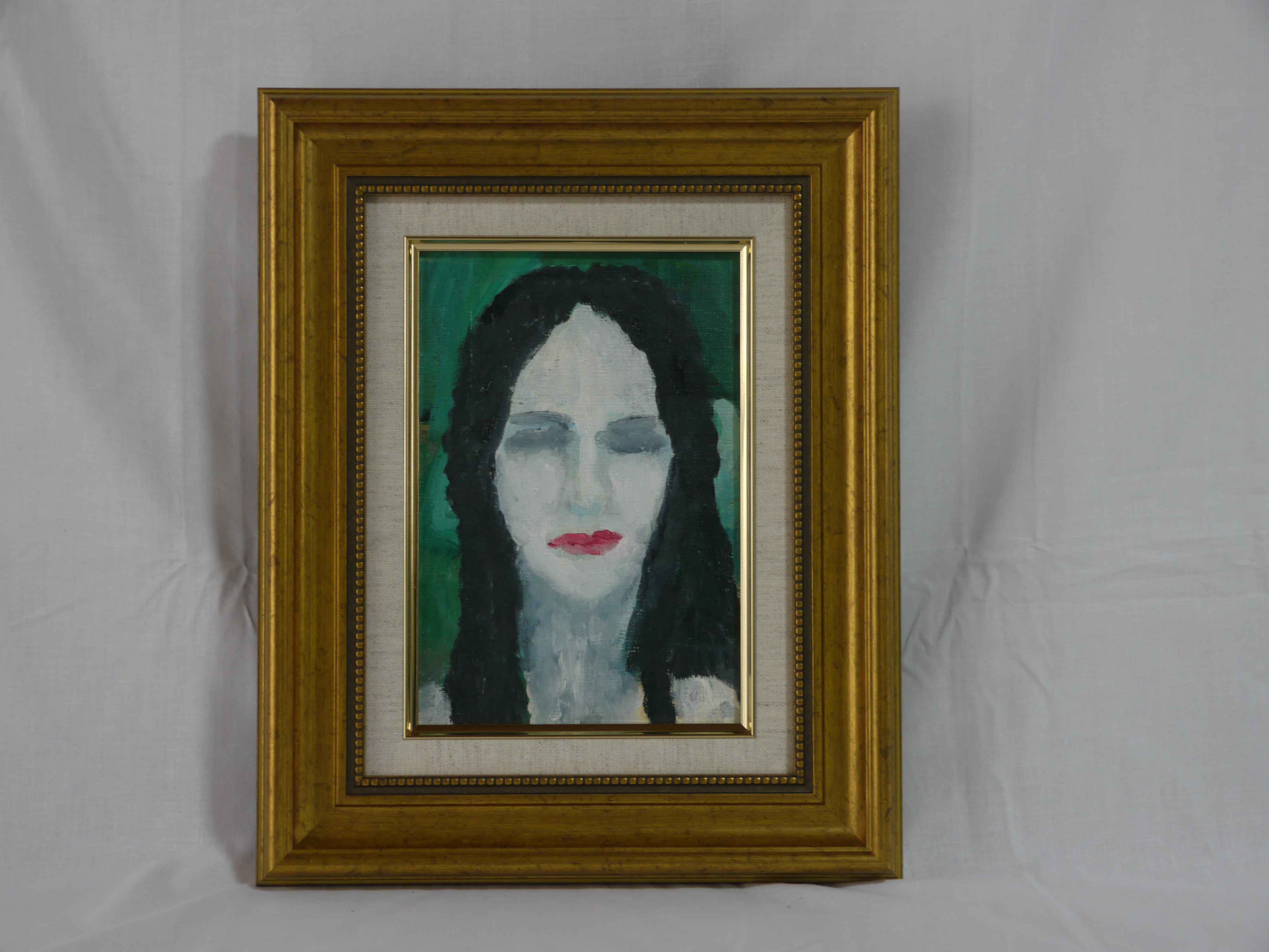 原画 長髪の女の肖像 サムホール 油彩画 Iichi ハンドメイド クラフト作品 手仕事品の通販