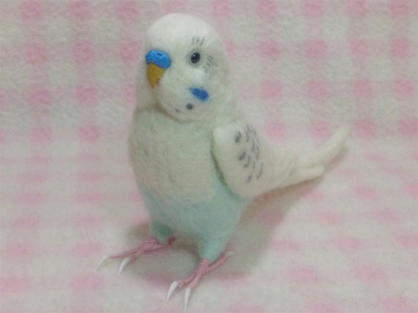 リアルサイズ セキセイインコ 白ハルクイン系 羊毛フェルト 選べる鼻の色 Iichi ハンドメイド クラフト作品 手仕事品の通販