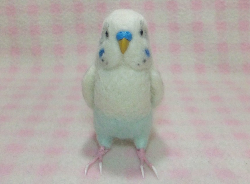 リアルサイズ セキセイインコ 白ハルクイン系 羊毛フェルト 選べる鼻の色 Iichi ハンドメイド クラフト作品 手仕事品の通販