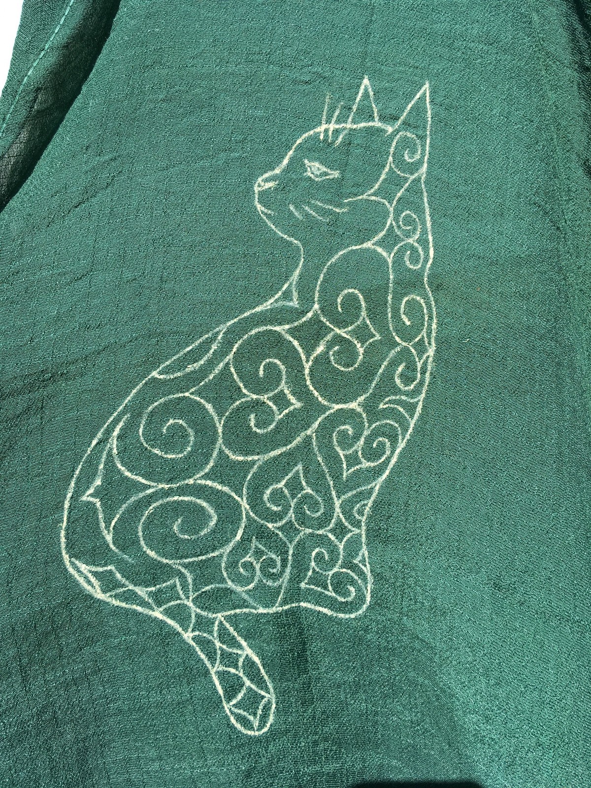 Sold Out 猫 アイヌハート模様 リネン オリーブグリーン カーディガン レディース Lサイズ Iichi ハンドメイド クラフト作品 手仕事品の通販