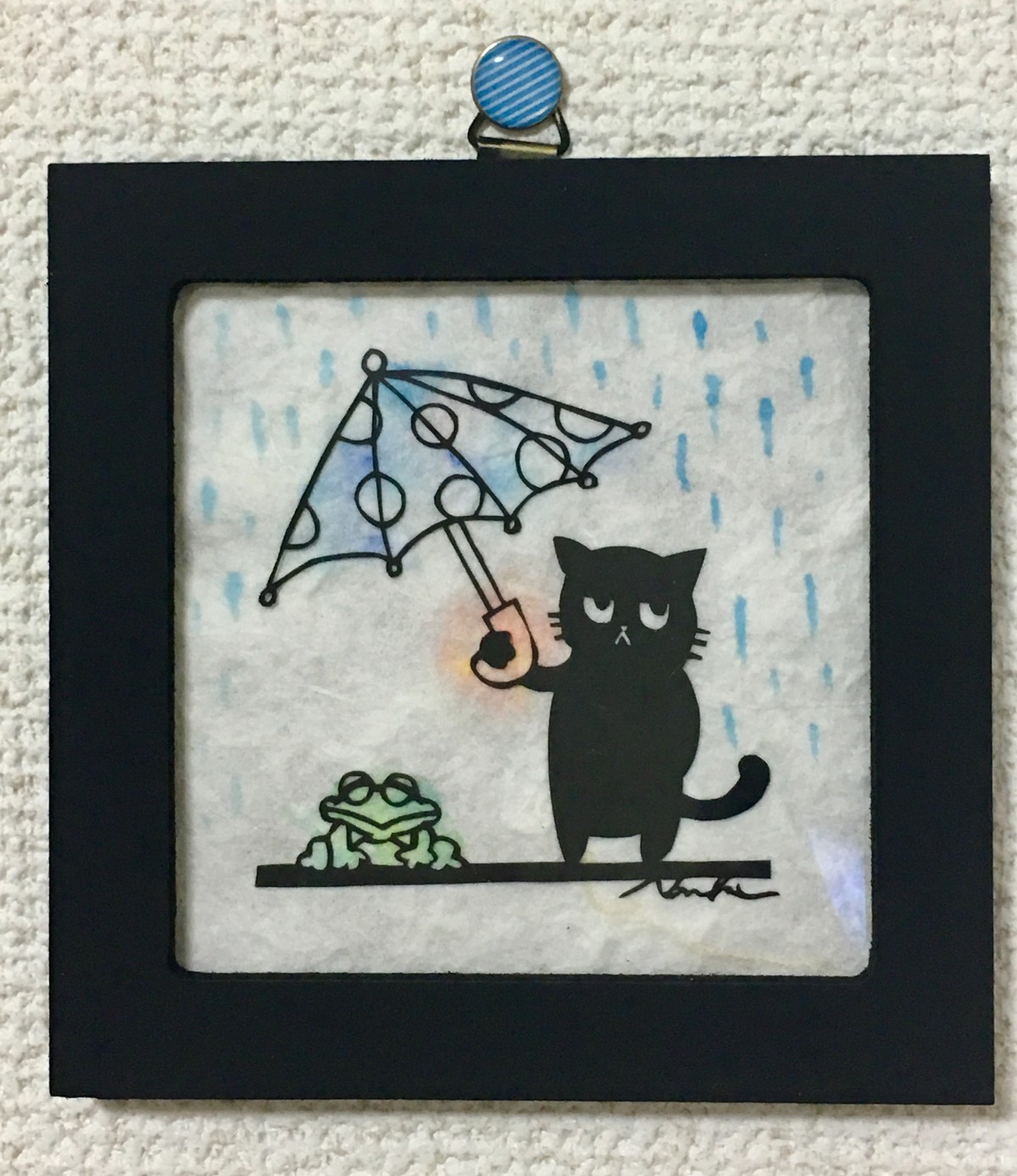 切り絵 なまいき猫ちゃんとカエルくん2 Iichi ハンドメイド クラフト作品 手仕事品の通販