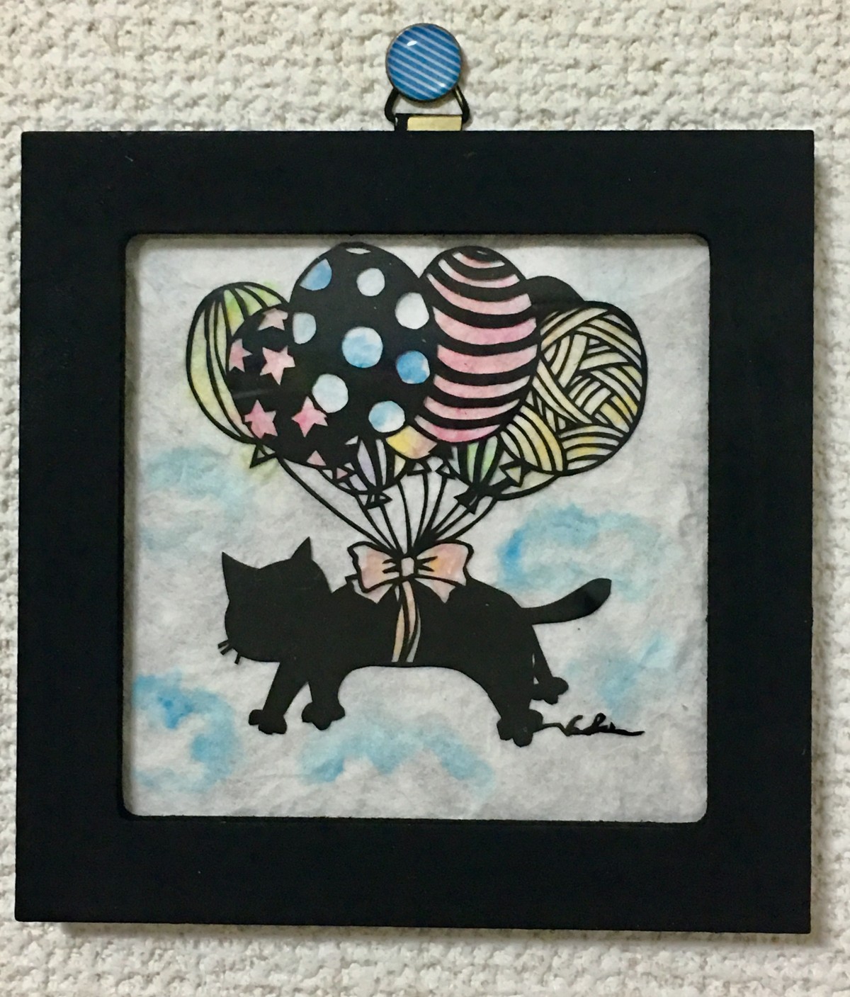 切り絵 風船猫ちゃん Iichi ハンドメイド クラフト作品 手仕事品の通販