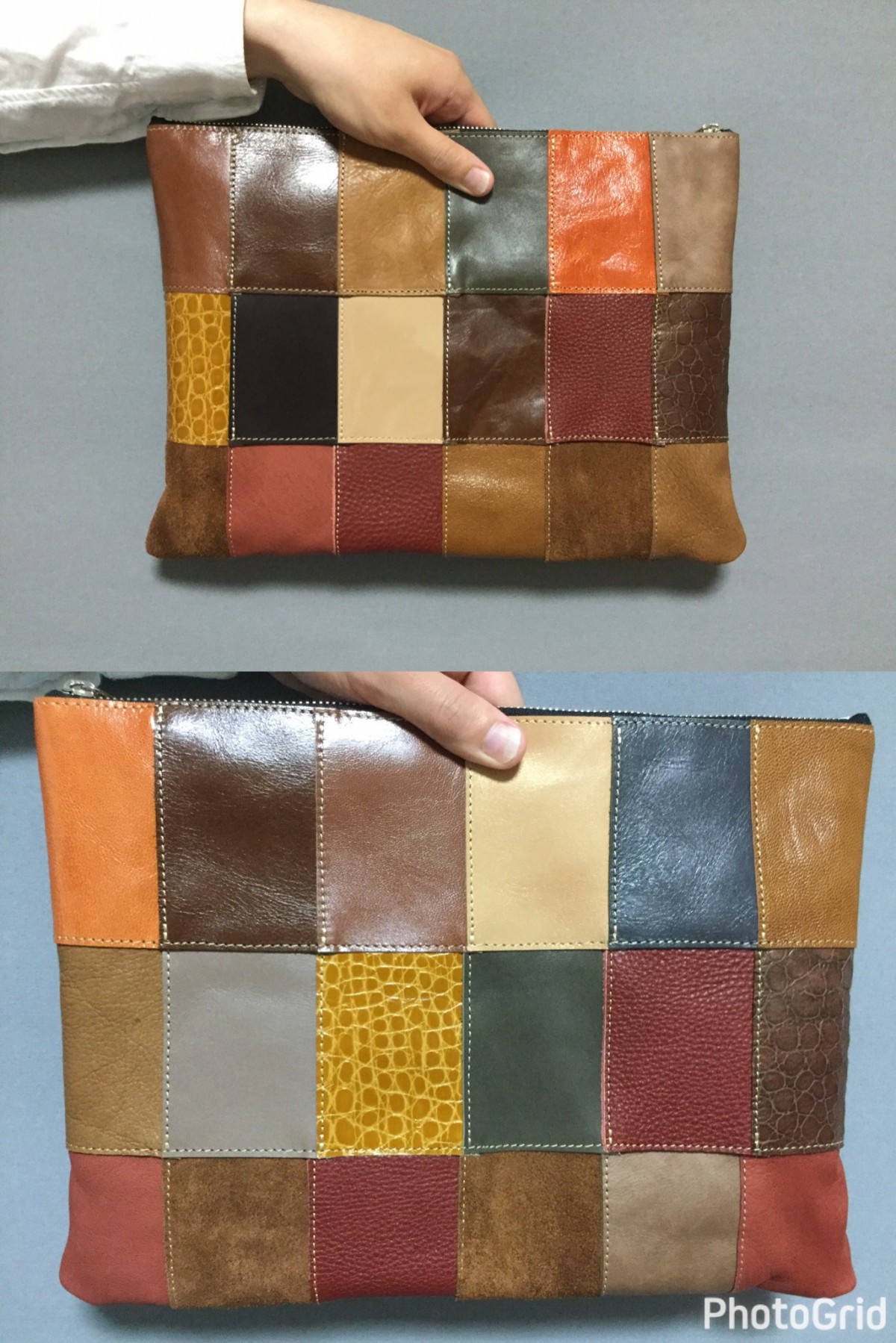 レザーパッチワーククラッチバッグ336 | iichi ハンドメイド・クラフト 