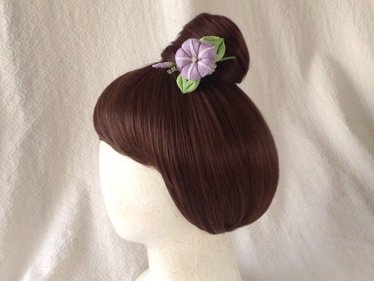 つまみ細工 朝顔の髪飾り 藤色 Iichi ハンドメイド クラフト作品 手仕事品の通販