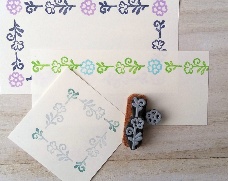 消しゴムはんこｎｏ16 ラインでつながる小さな花 受注作成 Iichi ハンドメイド クラフト作品 手仕事品の通販