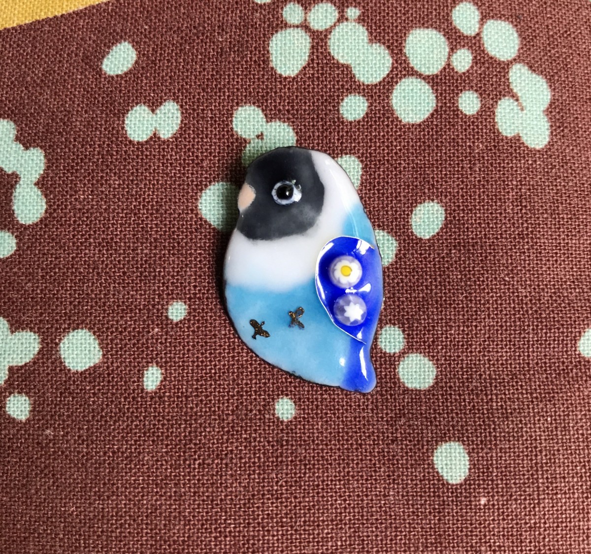 受注製作 七宝 ボタンインコ ブルーボタン ブローチ Iichi ハンドメイド クラフト作品 手仕事品の通販