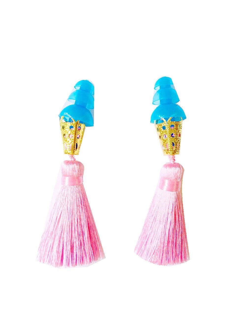 キューティピンク ブルー シルクタッセル 可愛い耳栓 Iichi ハンドメイド クラフト作品 手仕事品の通販