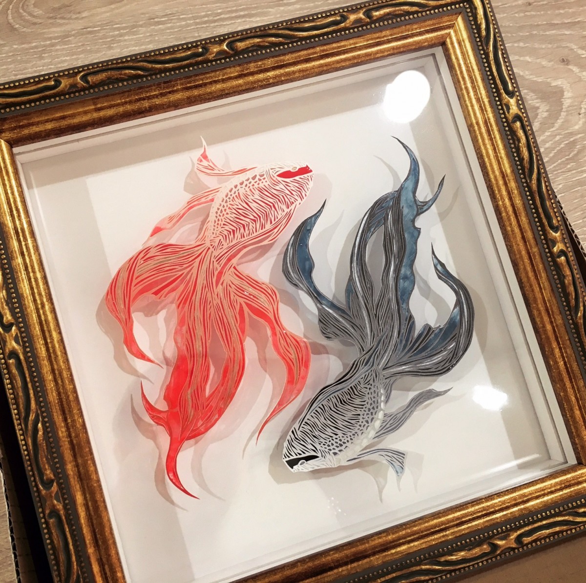 受注生産 切り絵金魚 対極 Taikyoku Iichi ハンドメイド クラフト作品 手仕事品の通販