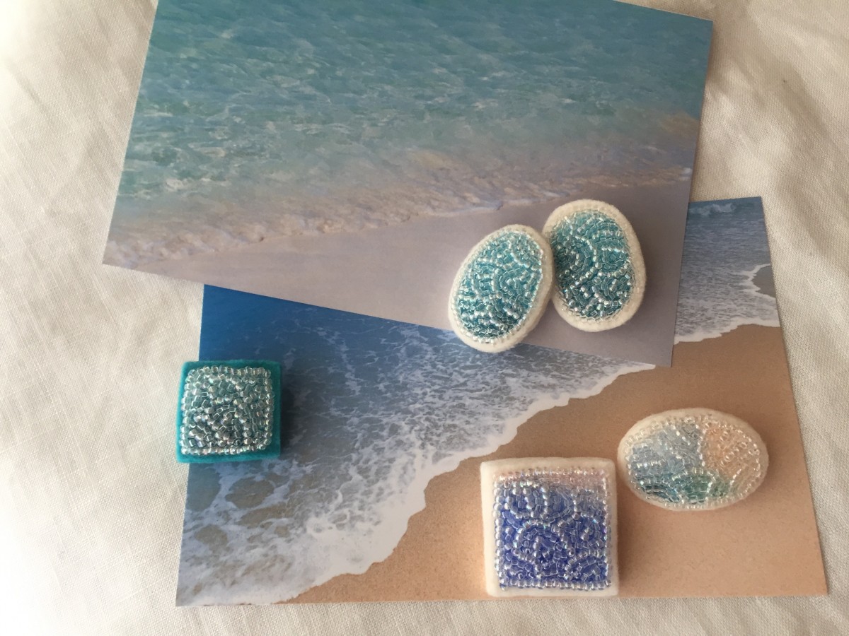 潮騒 波の泡 ビーズ刺繍ブローチ Iichi ハンドメイド クラフト作品 手仕事品の通販