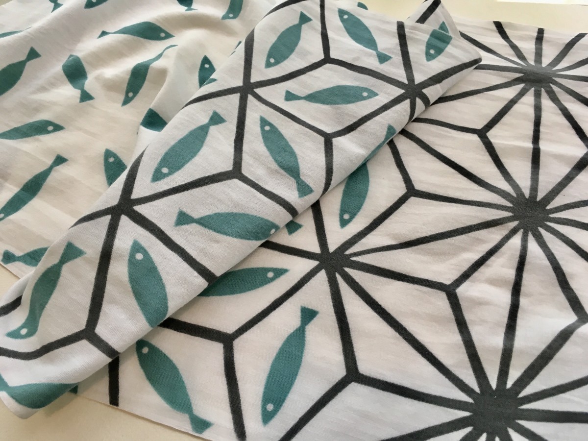 麻の葉魚 浅葱 注染てぬぐい Iichi ハンドメイド クラフト作品 手仕事品の通販