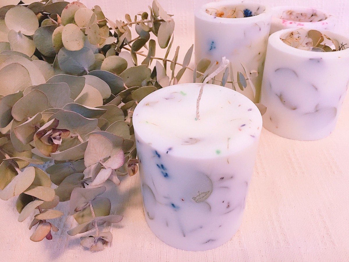 ボタニカルキャンドル アロマキャンドル 100 ソイワックス ドライフラワー ユーカリ Iichi ハンドメイド クラフト作品 手仕事品の通販