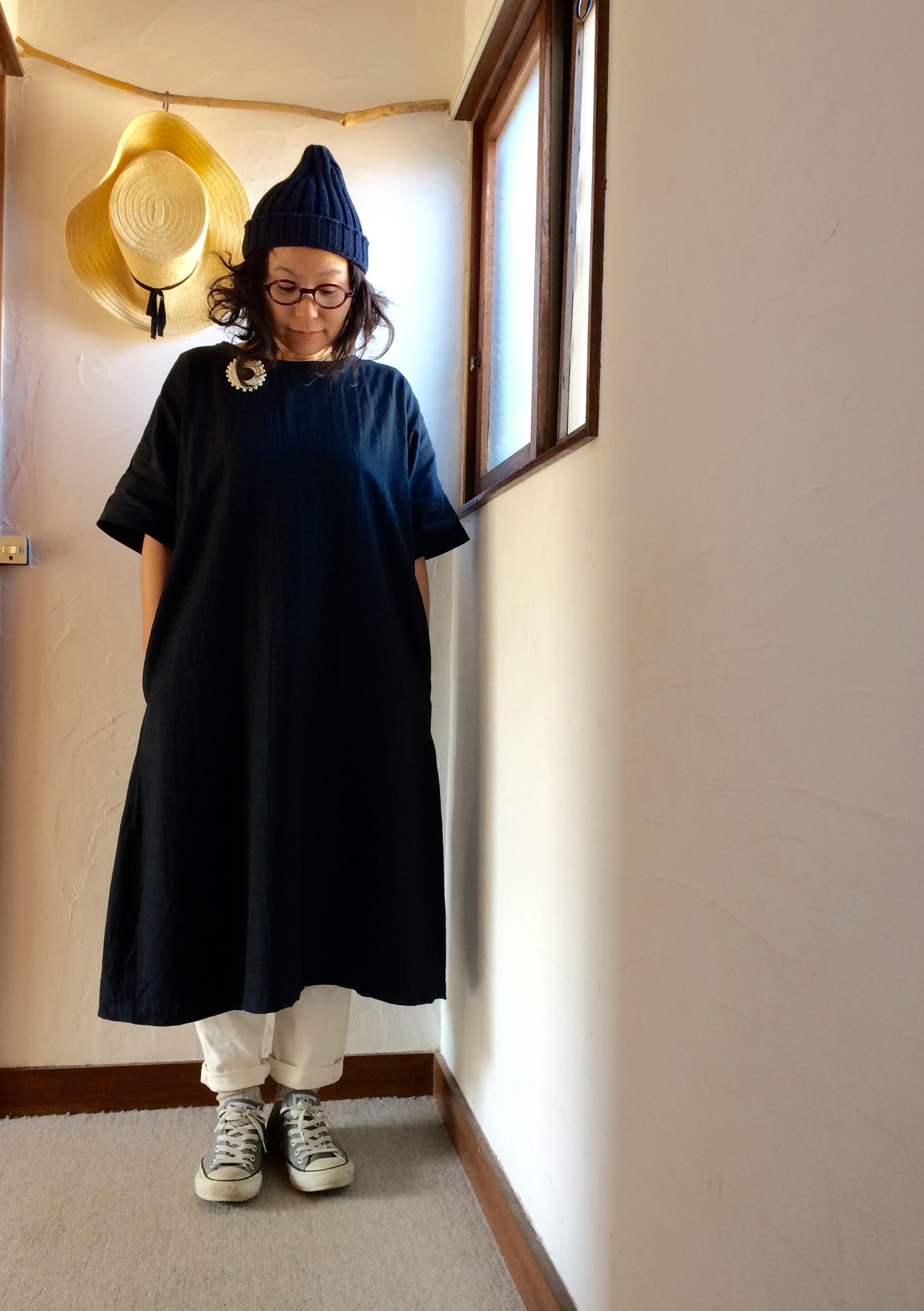 M様ご予約品 シンプルとろみワンピース洗えるストレッチウール ワンピース 黒 Iichi ハンドメイド クラフト作品 手仕事品の通販