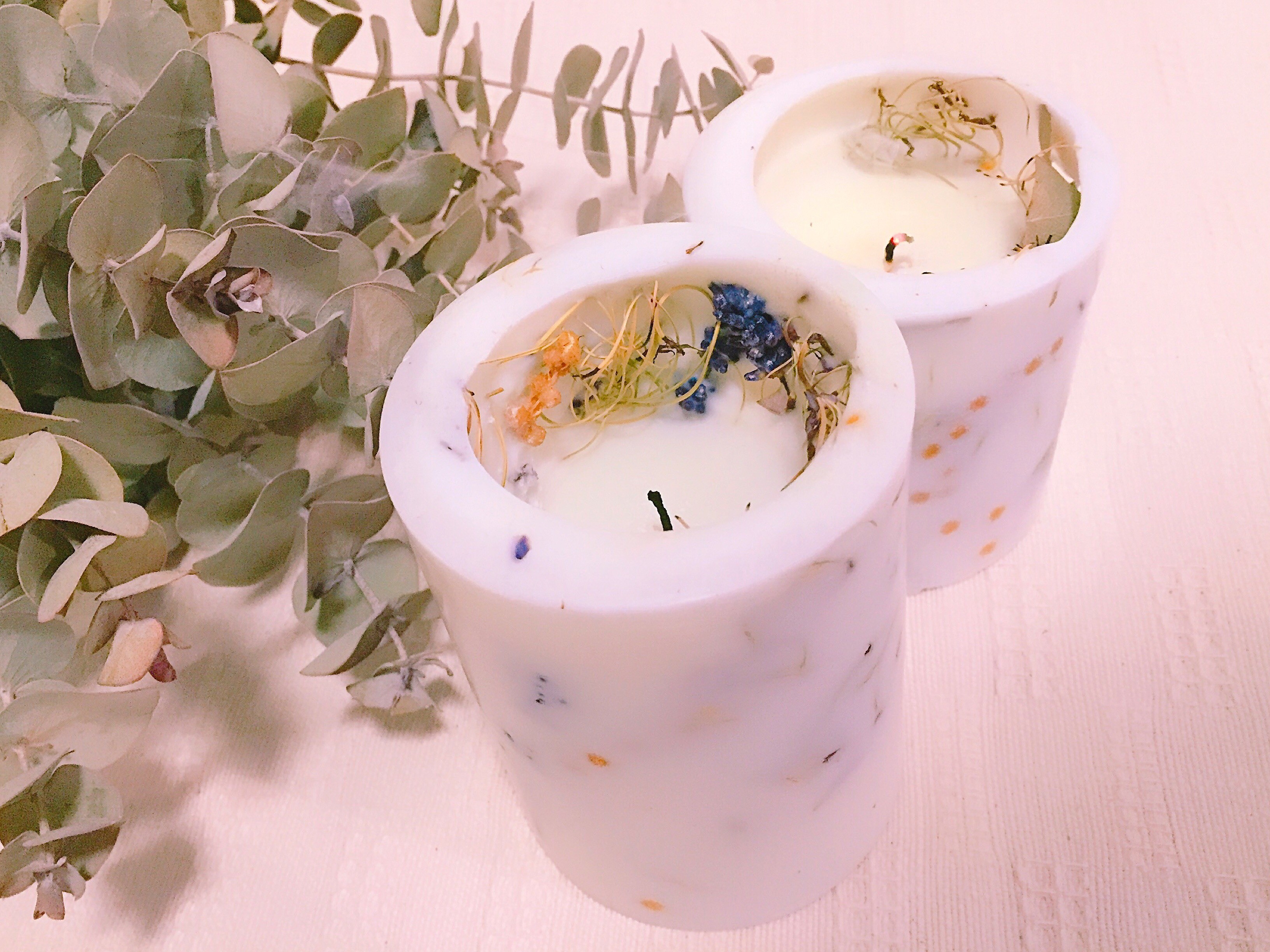 Soycandle ボタニカルキャンドル アロマキャンドル 100 ソイワックス ドライフラワー ユーカリ ミモザ Iichi ハンドメイド クラフト作品 手仕事品の通販