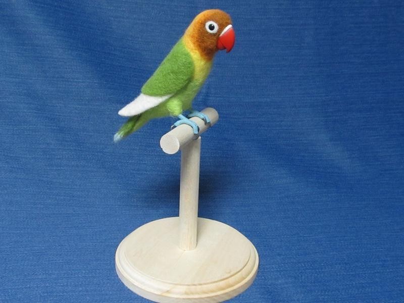 羊毛フェルト ヤマブキボタンインコ スタンド付き Iichi ハンドメイド クラフト作品 手仕事品の通販