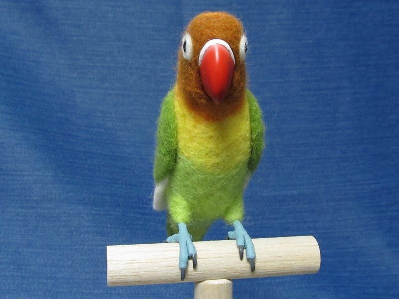 羊毛フェルト ヤマブキボタンインコ スタンド付き Iichi ハンドメイド クラフト作品 手仕事品の通販