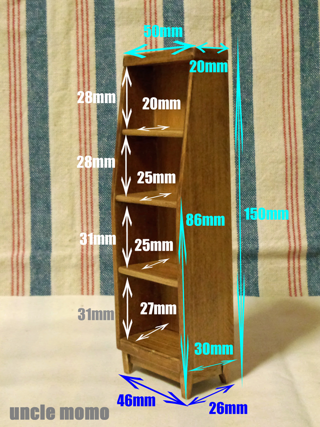 ドール用本棚 色 チェスナット 1 12ミニチュア家具 Iichi ハンドメイド クラフト作品 手仕事品の通販