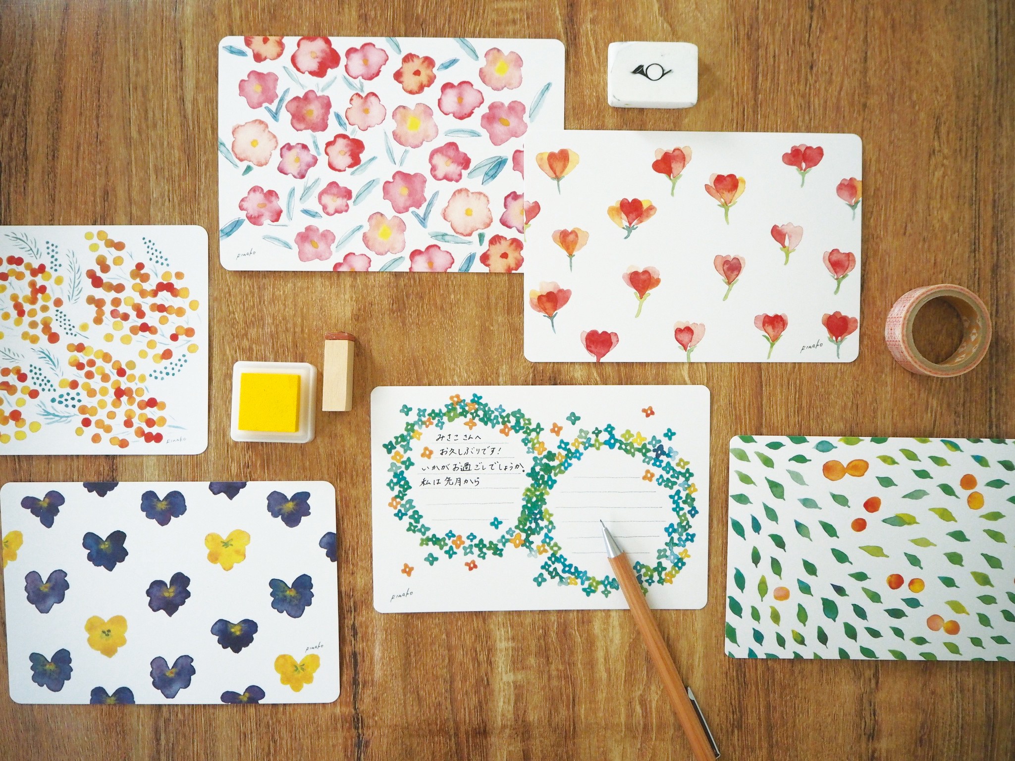 Rmade 花の水彩画 ポストカードセット Iichi ハンドメイド クラフト作品 手仕事品の通販