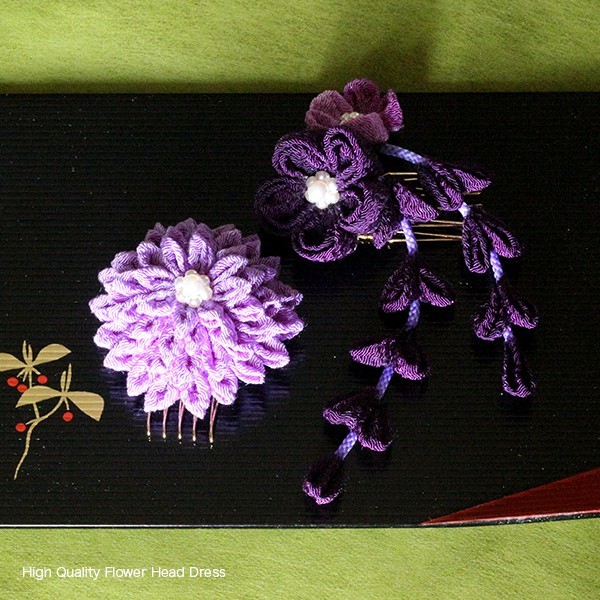 つまみ細工 一越ちりめんのダリアと梅の髪かざりセット 紫紺色 Iichi ハンドメイド クラフト作品 手仕事品の通販 つまみ細工 一越ちりめんのダリアと梅の髪かざりセット 紫紺色 Iichi ハンドメイド クラフト作品 手仕事品の通販